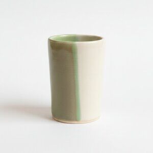 CREATION - Handcrafted Ceramic Vase with Green Accent / Ceramic Cup